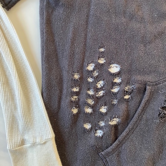 R13 Faded Black Distressed Layered Hoodie XS M L S See Measurements - Picture 5 of 7